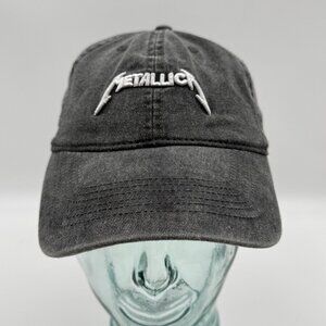 Metallica StrapBack Hat Cap One Size Gray Washed Embroidered White Logo Adjustab